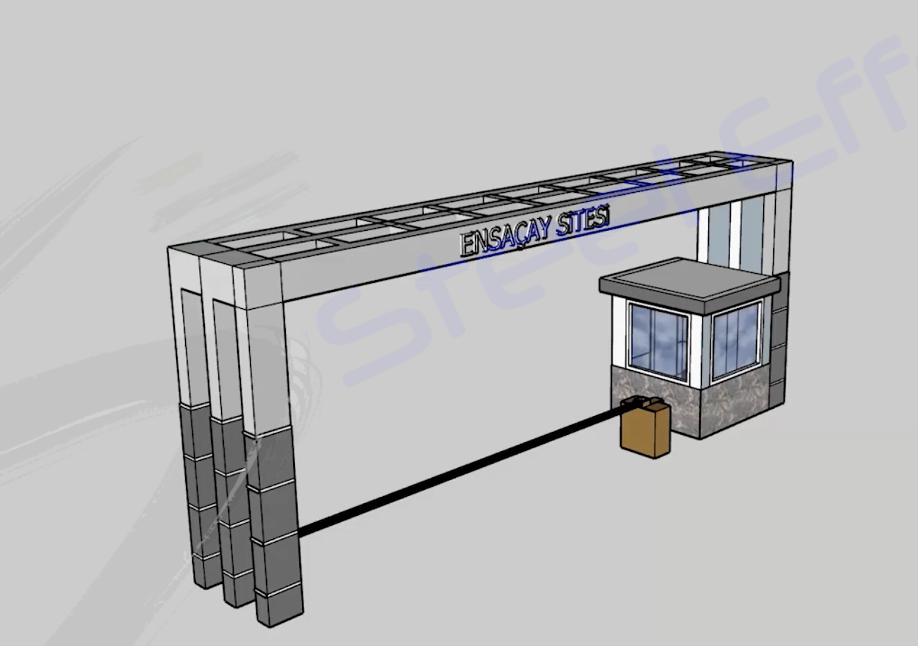 Site Giris Tak (Tag) ve Güvenlik Kabini 3D Animasyon | Ankara Projesi